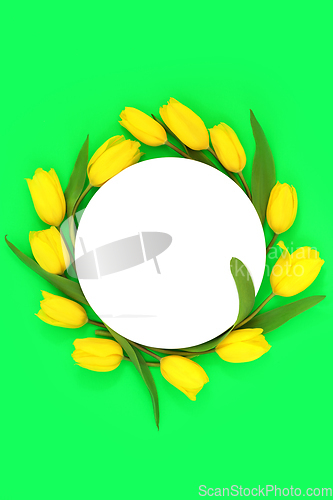 Image of Abstract Yellow Tulip Flower Spring Wreath 