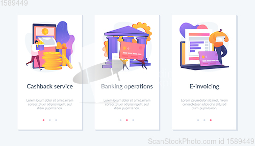 Image of Banking and financial services app interface template.