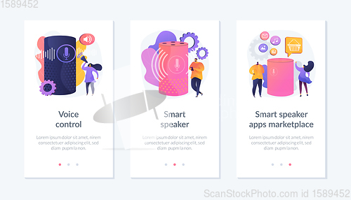 Image of Smart speaker voice assistant app interface template.
