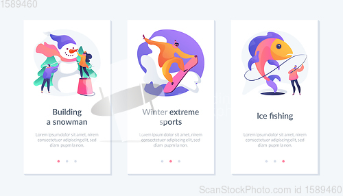 Image of Winter activities app interface template.