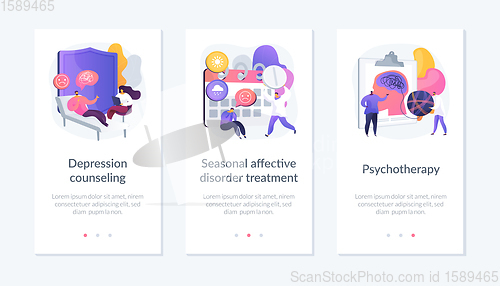 Image of Mental disorder treatment app interface template.