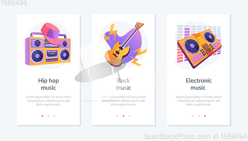 Image of Popular music styles app interface template.