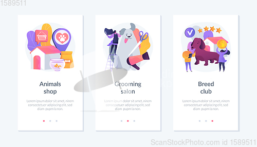 Image of Pet goods and care app interface template.