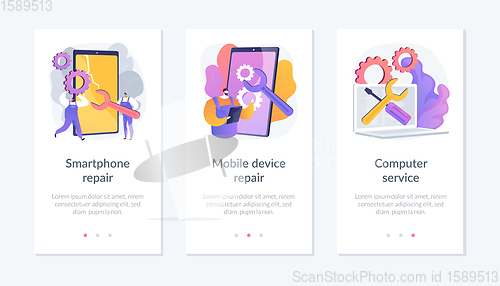 Image of Personal device repair services app interface template.