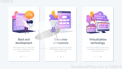 Image of Software development process app interface template.