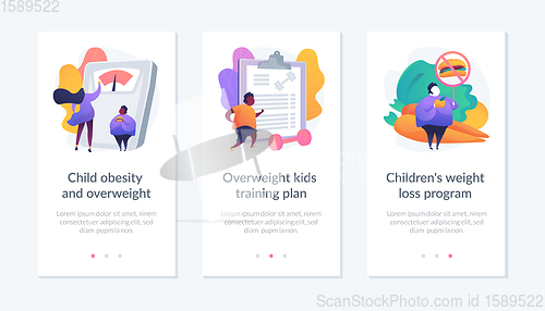 Image of Child overweight treatment app interface template.