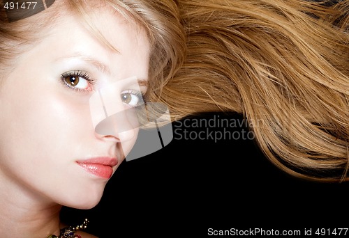 Image of Portrait of the young beauty blonde. Isolated 