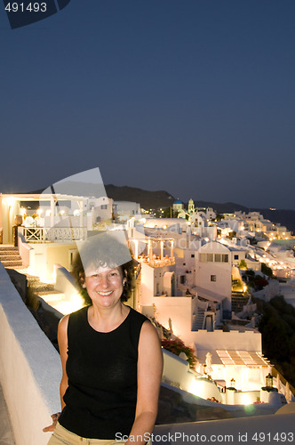 Image of tourist in santorini