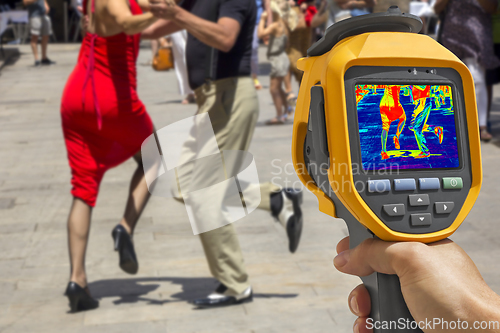 Image of Recording Street dancers performing tango, With Infrared Thermal