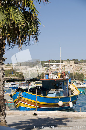 Image of marsaxlokk malta fishing village luzzu boat