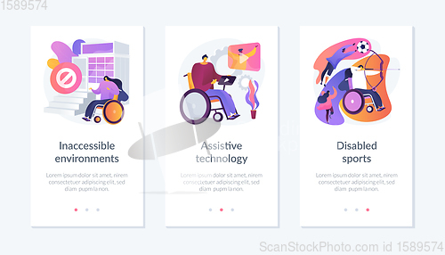 Image of Disabled people environment app interface template.