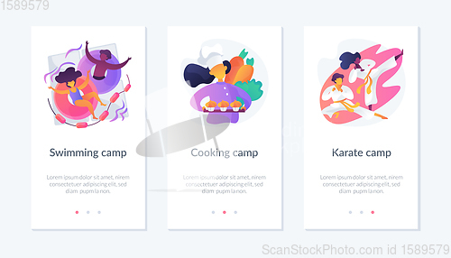 Image of Kids holiday camps app interface template.