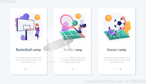 Image of Sport camps app interface template.