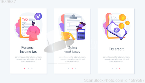 Image of Personal income tax app interface template.