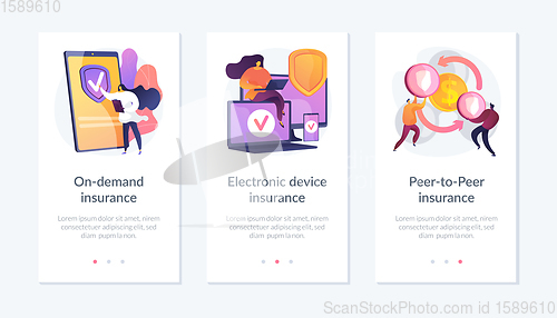 Image of Insurance services app interface template.