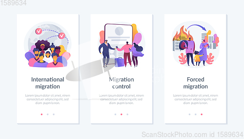 Image of Population displacement, refugees app interface template.