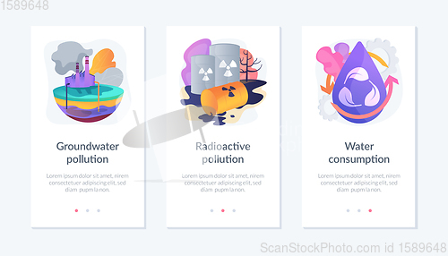 Image of Water pollution app interface template.