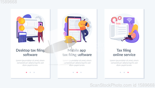Image of Desktop tax filing software app interface template.
