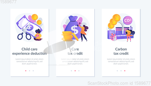 Image of Tax deduction, exemption and credit app interface template.