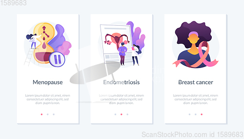 Image of Female health issues app interface template.