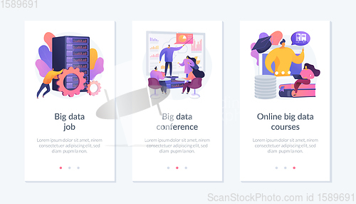 Image of Big data education and employment app interface template.