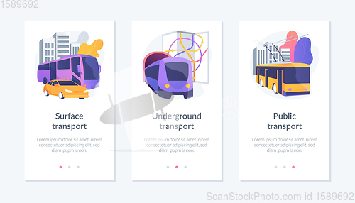 Image of Urban passengers transportation app interface template.