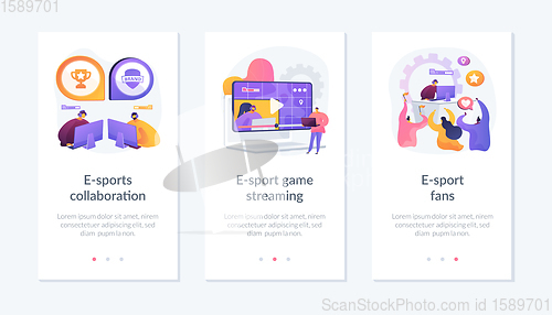 Image of E-sport organization app interface template..
