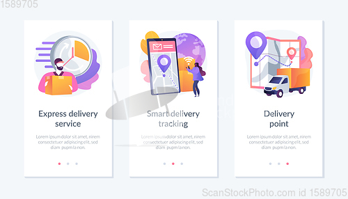 Image of Parcel shipment services app interface template.