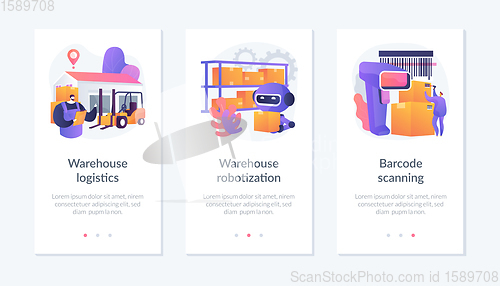 Image of Manufacture management and modern technology implementation app interface template.