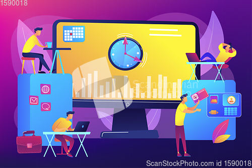 Image of Time and attendance tracking system concept vector illustration