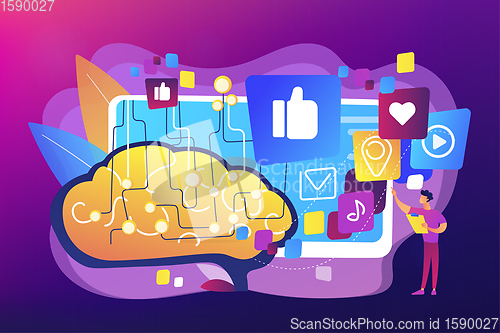 Image of AI in social media concept vector illustration