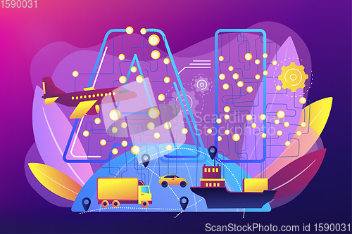 Image of AI in travel and transportation concept vector illustration