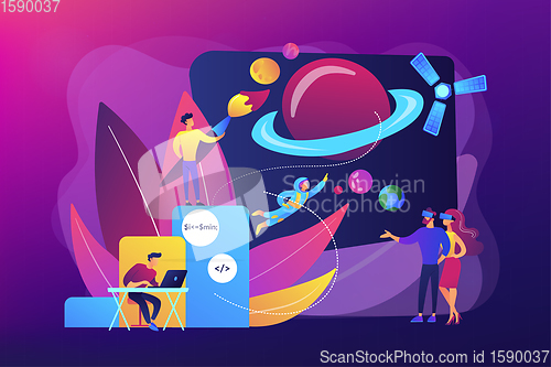 Image of Virtual world development concept vector illustration