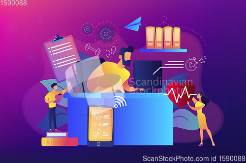 Image of Health-focused IOT desks concept vector illustration.