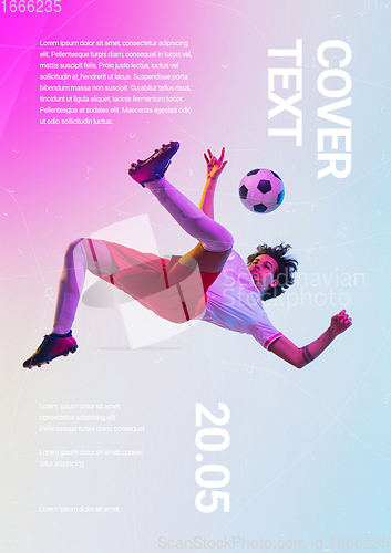 Image of Sport event poster in neoned colors. Template, copyspace for your design