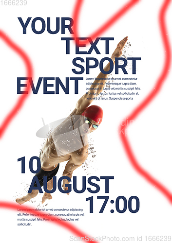 Image of Sport event poster in neoned colors. Template, copyspace for your design