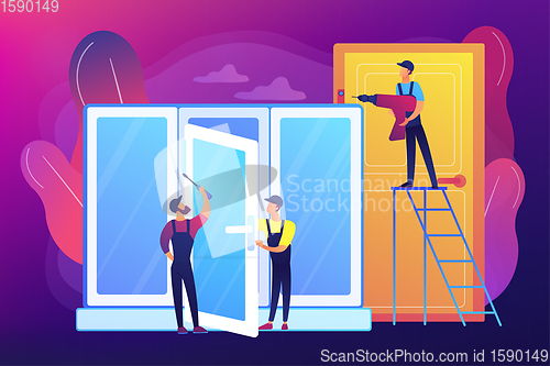 Image of Windows and doors services concept vector illustration