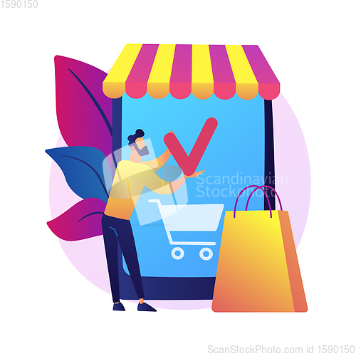 Image of Shopping mobile app vector concept metaphor.