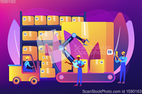 Image of Warehouse logistics concept vector illustration.