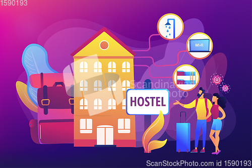 Image of Hostel services concept vector illustration