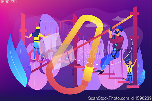 Image of Summer ropes course concept vector illustration.