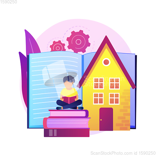 Image of Woman reading in library vector concept metaphor