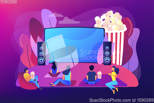 Image of Open air cinema concept vector illustration