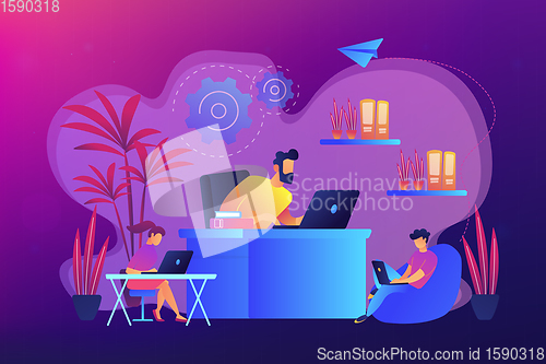 Image of Biophilic design in workspace concept vector illustration.