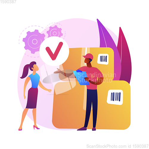 Image of Parcel delivery and unpacking vector concept metaphor.