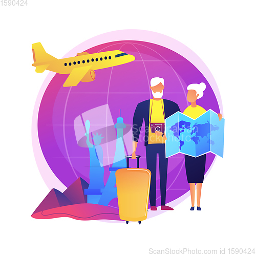 Image of Senior couple travelling vector concept metaphor