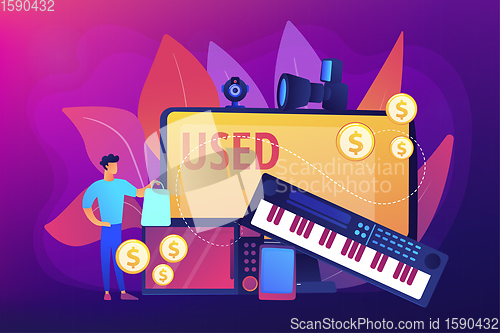 Image of Used electronics trading concept vector illustration.