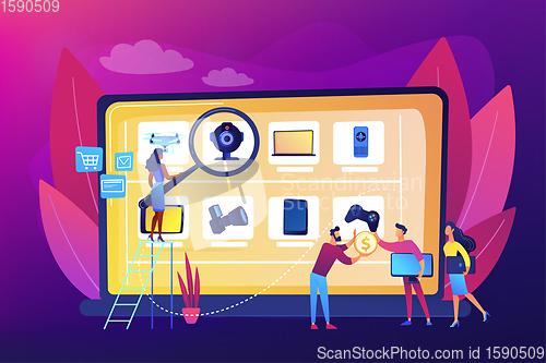 Image of Online flea market concept vector illustration.