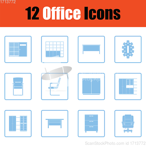 Image of Office furniture icon set