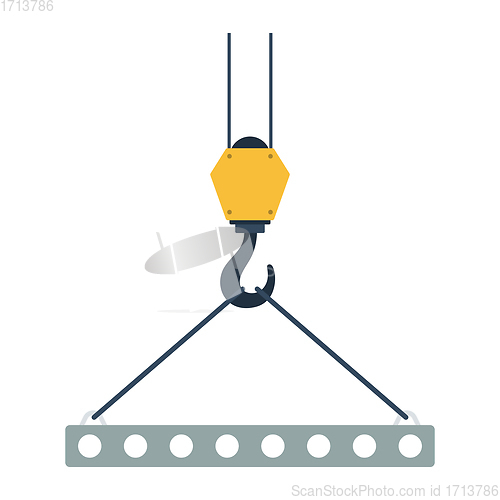 Image of Icon of slab hanged on crane hook by rope slings 